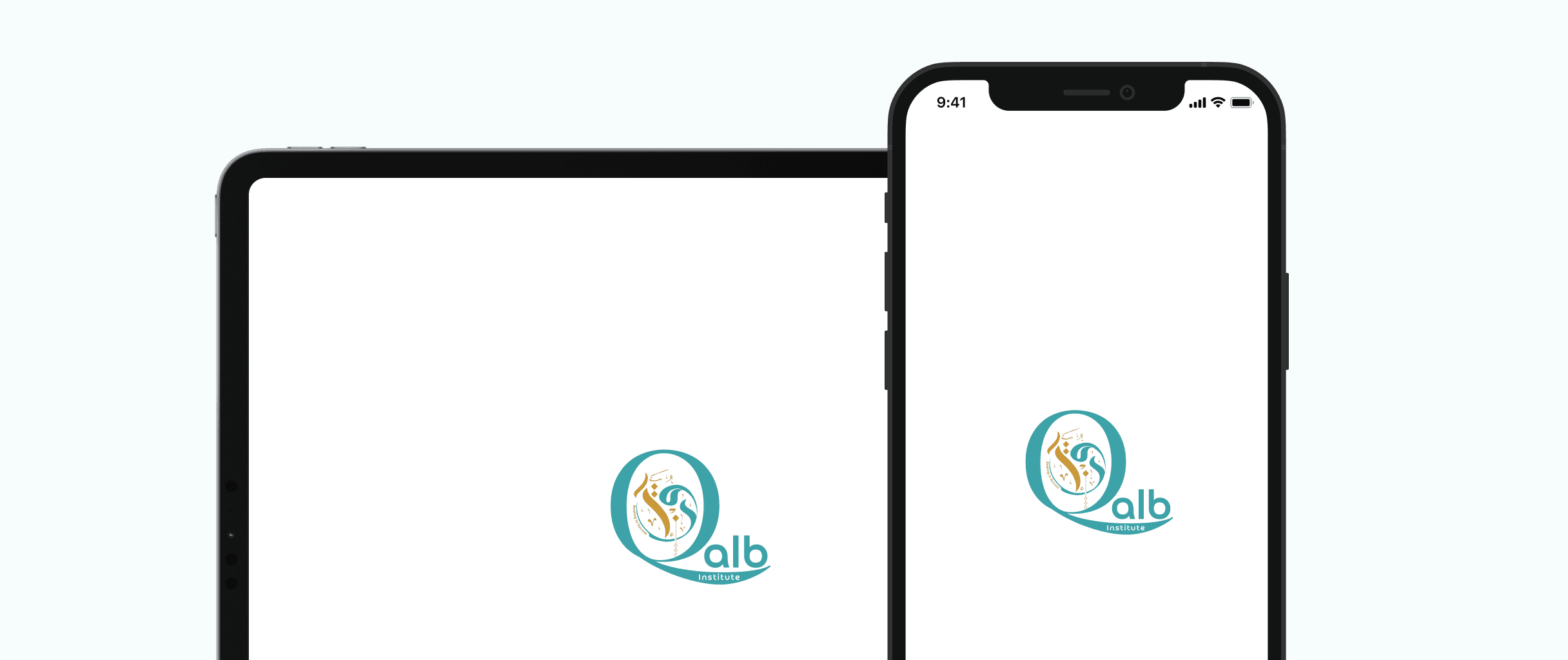 The Qalb app shown on an iPad and an iPhone